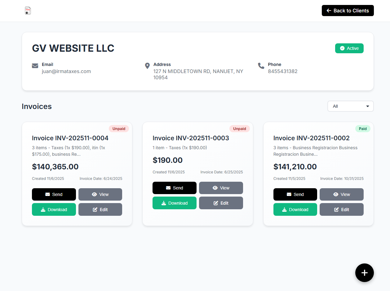 GV Invoice - Professional invoicing system to create, manage and send invoices to clients